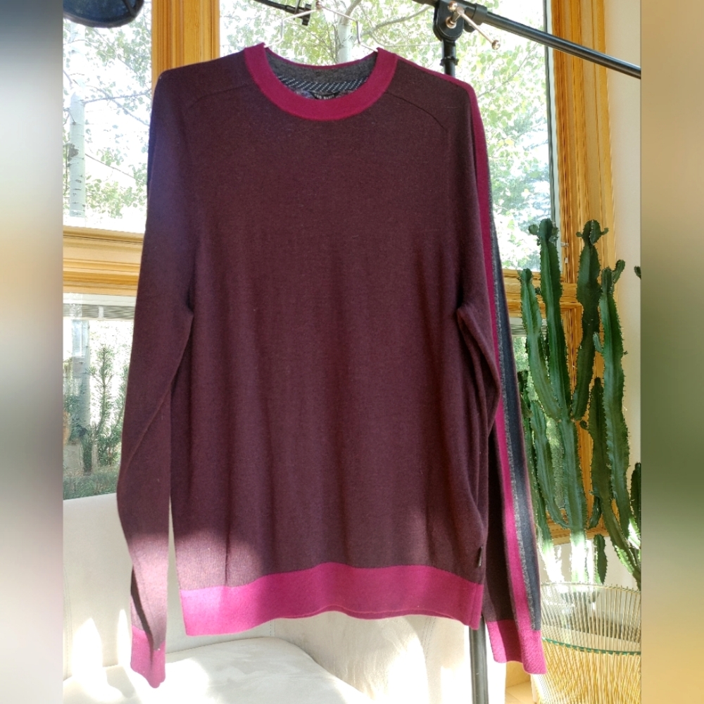 Ted Baker Burgundy and Magenta Crew Neck Sweater